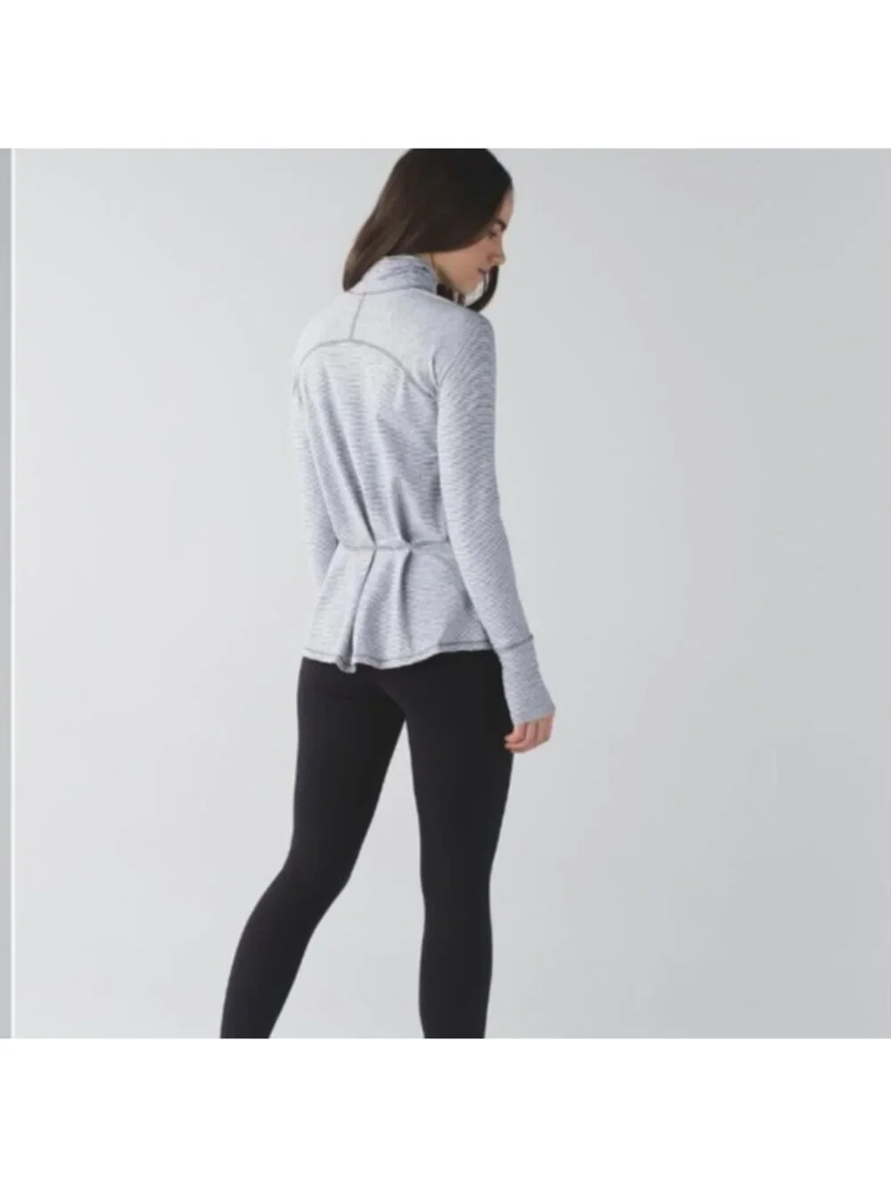 Lululemon Warm Your Core Long Sleeve Tee Tonka Stripe Heathered Slate White